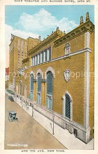 AK / Ansichtskarte New_York_City Roxy Theatre and Manger Hotel Illustration New_York_City