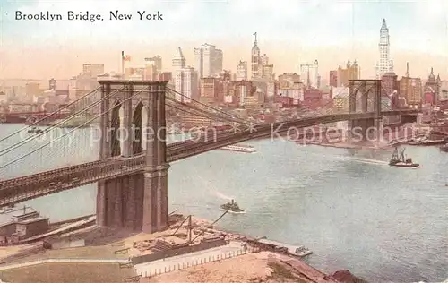 AK / Ansichtskarte New_York_City Brooklyn Bridge Illustration New_York_City