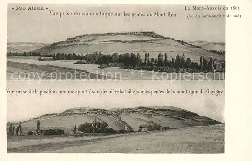 AK / Ansichtskarte Alesia(Roman War)_Alise Sainte Reine Vue prise du camp allaque sur les pentes du Mont Rea Position occupee par Cesar sur les pentes de la monagne de Flavigny 