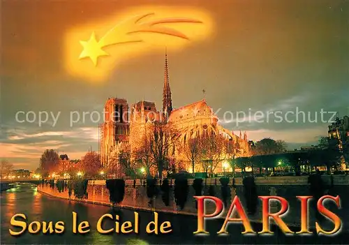 AK / Ansichtskarte Paris Eglise Notre Dame Stern Nachtaufnahme Paris