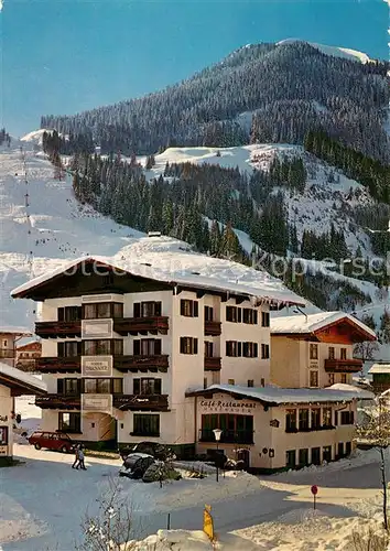 AK / Ansichtskarte Saalbach Hinterglemm Pension Restaurant Hasenauer Winterskigebiet Saalbach Hinterglemm