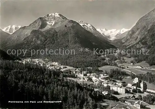 AK / Ansichtskarte Pontresina mit Palue und Roseggruppe Pontresina