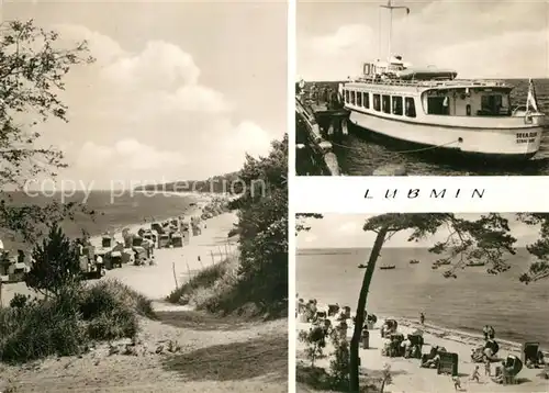 AK / Ansichtskarte Lubmin_Ostseebad Badestrand Faehre Lubmin_Ostseebad