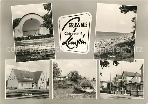 AK / Ansichtskarte Zempin Kurplatz Musikpavillon Strand Bahndhof Achterwasser Waldstrasse Zempin