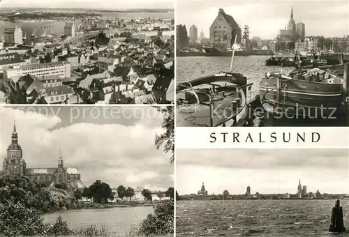 AK / Ansichtskarte Stralsund_Mecklenburg_Vorpommern Panorama Marienkirche Hafen Stralsund_Mecklenburg