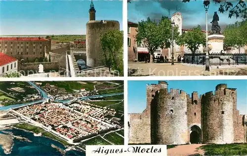 AK / Ansichtskarte Aigues Mortes_Gard Tour de Constance Place Saint Louis Vue aerienne Porte de la Reine Aigues Mortes Gard