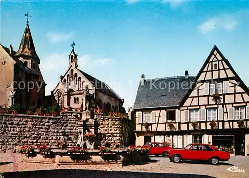 AK / Ansichtskarte Eguisheim_Haut_Rhin Place St Leon Lieu de naissance du Pape St Leon IX Eguisheim_Haut_Rhin