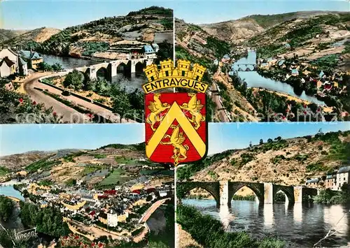 AK / Ansichtskarte Entraygues sur Truyere Pont gothique Vue panoramique Vue generale prise du Calvaire  Entraygues sur Truyere