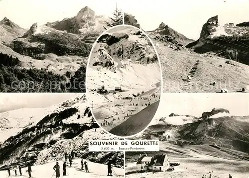 AK / Ansichtskarte Gourette Pitons de Sanctus et Pic de Sariere Piste de Ski Montee du Col d Aubisque Gourette