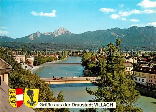 AK / Ansichtskarte Villach_Kaernten mit Drau und Mittagskogel Villach_Kaernten