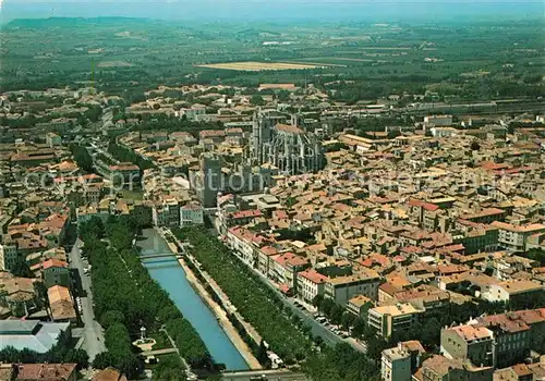 AK / Ansichtskarte Narbonne_Aude Vue aerienne de la ville En 1er plan Le Canal de la Robine Narbonne Aude