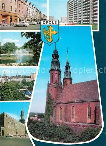 AK / Ansichtskarte Opole_Oberschlesien Marktplatz Wohnsiedlung Hochhaeuser Kanal Rathaus Domkirche Opole_Oberschlesien