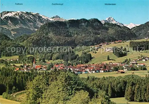 Fischen_Allgaeu mit Fellhorn Zwoelferkopf und Widderstein Fischen Allgaeu