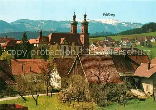 AK / Ansichtskarte St_Peter_Schwarzwald mit Kirche und Feldberg St_Peter_Schwarzwald