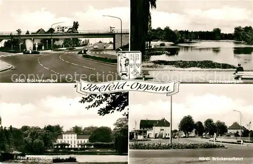 AK / Ansichtskarte Oppum_Krefeld Brueckenauffahrt Haus Schoenwasser Schoenwasserpark Oppum Krefeld