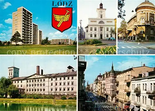 AK / Ansichtskarte Lodz Wohnsiedlung Hochhaeuser Rathaus Musik Hochschule Museum Haeuserpartie Innenstadt Lodz