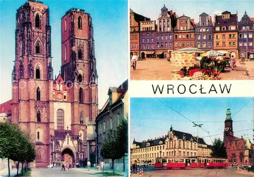 AK / Ansichtskarte Wroclaw Elisabethkirche Altstadt Markt Giebelhaeuser Wroclaw