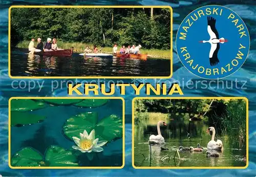 AK / Ansichtskarte Krutyn Mazurski Park Krajobrazowy Landschaftsschutzpark Kanufahren Seerosen Schwaene Krutyn