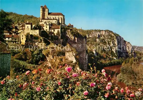 AK / Ansichtskarte Saint Cirq Lapopie Vue generale Bords du Lot Eglise Saint Cirq Lapopie