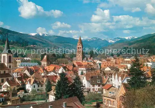 AK / Ansichtskarte Munster_Haut_Rhin_Elsass Eglise Temple protestant au fond les Hautes Vosges Muenstertal Vogesen Munster_Haut_Rhin_Elsass