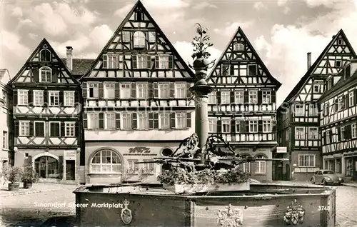 AK / Ansichtskarte Schorndorf_Wuerttemberg Oberer Marktplatz Brunnen Altstadt Fachwerkhaeuser Schorndorf Wuerttemberg