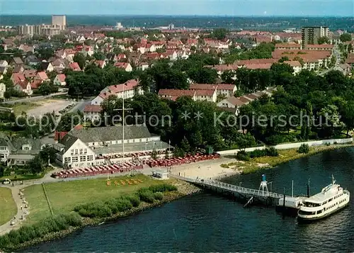 AK / Ansichtskarte Schulau_Wedel Schiffsbegruessung Willkommhoeft Schulauer Faehrhaus Fliegeraufnahme Schulau_Wedel