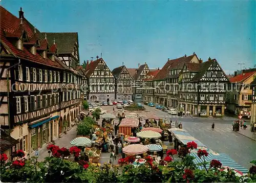 AK / Ansichtskarte Schorndorf_Wuerttemberg Geburtsstadt Gottlieb Daimlers Blick vom Rathaus auf den Marktplatz Altstadt Fachwerkhaeuser Schorndorf Wuerttemberg