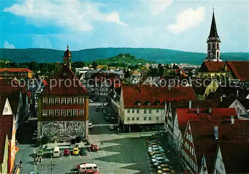 AK / Ansichtskarte Schorndorf_Wuerttemberg Geburtsstadt Gottlieb Daimlers Blick auf Rathaus und Stadtkirche Altstadt Schorndorf Wuerttemberg