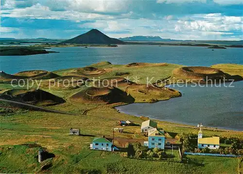 AK / Ansichtskarte Skutustaoir Myvatnssveit Pseudo craters Lake Myvatn aerial view 