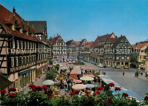 AK / Ansichtskarte Schorndorf_Wuerttemberg Blick vom Rathaus auf den Marktplatz Altstadt Fachwerkhaeuser Schorndorf Wuerttemberg