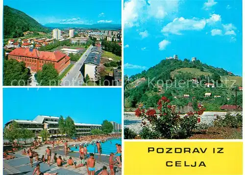 AK / Ansichtskarte Celje_Cilli Stadtpanorama Burgblick Freibad Celje Cilli