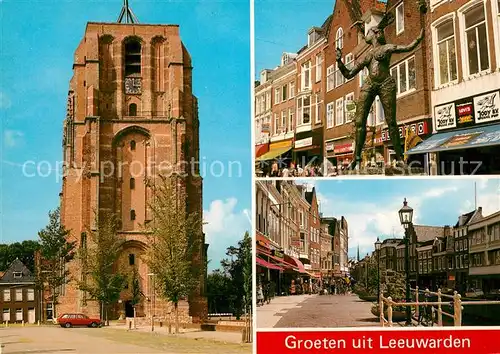 AK / Ansichtskarte Leeuwarden Kirche Statue Innenstadt Kanal Leeuwarden