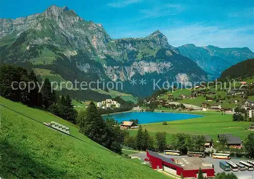 AK / Ansichtskarte Engelberg_OW Gerschnibahn und Eugenisee Alpenpanorama Engelberg OW