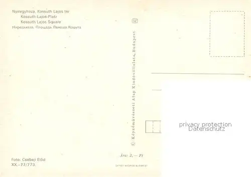 AK / Ansichtskarte Nyiregyhaza Kossuth Lajos ter Platz Denkmal Nyiregyhaza