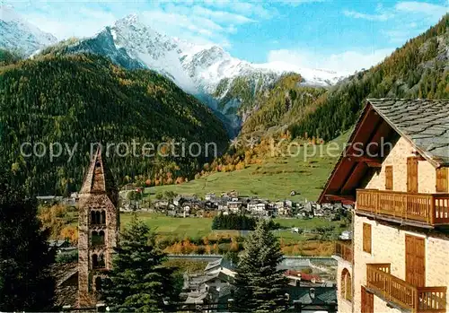 AK / Ansichtskarte Courmayeur Campanile del 1392 Panoramica Dolonne sfondo Checrouit Courmayeur