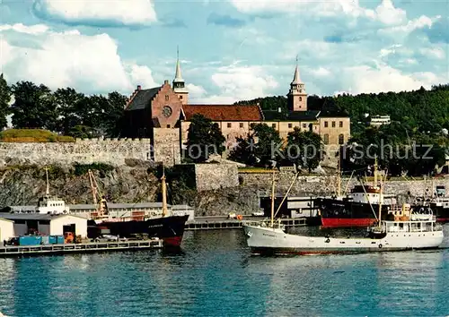 AK / Ansichtskarte Oslo_Norwegen Akershus Festning Hafen Festung Oslo Norwegen