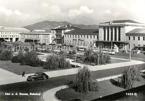 AK / Ansichtskarte Linz_Donau Bahnhof Strassenbahn Linz_Donau