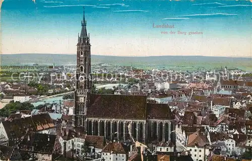 AK / Ansichtskarte Landshut_Isar Blick von der Burg mit Kirche Landshut Isar