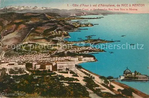 AK / Ansichtskarte Nice_Alpes_Maritimes A vol d aeroplane de Nice a Menton Cote d Azur Nice_Alpes_Maritimes