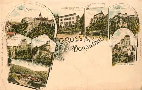 AK / Ansichtskarte Donautal Schloesser Sigmaringen Inzighofen Werwag Wildenstein Gutenstein Bronnen Ruine Dietfurt Donautal