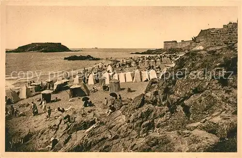 AK / Ansichtskarte Saint Malo_Ille et Vilaine_Bretagne La plage de Bon Secours et le grand bey Saint Malo_Ille et Vilaine