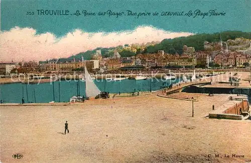 AK / Ansichtskarte Trouville sur Mer La Reine des Plages vue prise de Deauville Plage Fleurie Trouville sur Mer