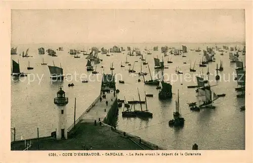 AK / Ansichtskarte Cancale La Radeavent le depart de la Caravans Cancale