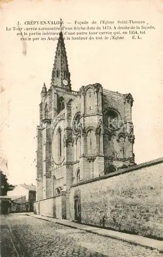 AK / Ansichtskarte Crepy en Valois Facade de lEglise Saint Thomas Crepy en Valois