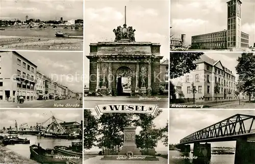 AK / Ansichtskarte Wesel_Rhein Berliner Tor Kreisverwaltung Rathaus Hafen Schill Denkmal Wesel Rhein