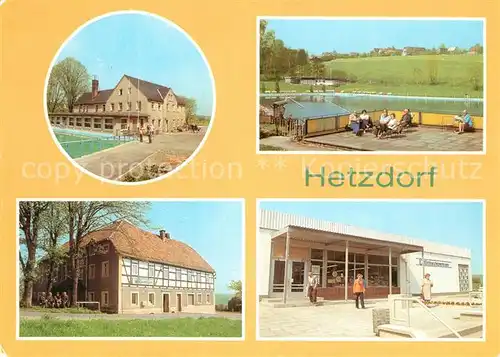 AK / Ansichtskarte Hetzdorf_Floeha Kulturzentrum Sumpfmuehle Narva Freibad Sumpfmuehle HOG Waldblick Konsum Einkaufszentrum Hetzdorf Floeha