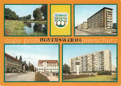 AK / Ansichtskarte Hoyerswerda Elsterbruecke WilhelmPieck Str Rathausblick Zentrum Hoyerswerda