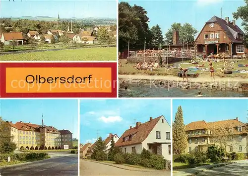 AK / Ansichtskarte Olbersdorf_Sachsen Teilansicht Freibad Polytechn Oberschule Rudolf Harbig Strasse Feierabendheim Olbersdorf Sachsen