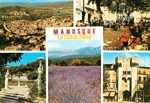 Manosque Teilansichten Markt Landschaftspanorama Manosque