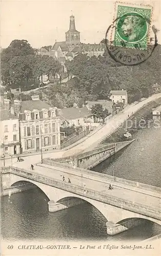 AK / Ansichtskarte Chateau Gontier Le Pont et l Eglise Saint Jean Chateau Gontier